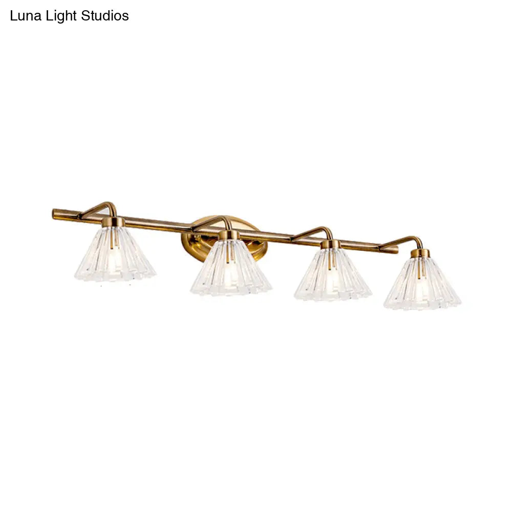 Bathroom Wall Sconce Cone Glass Brass Finish