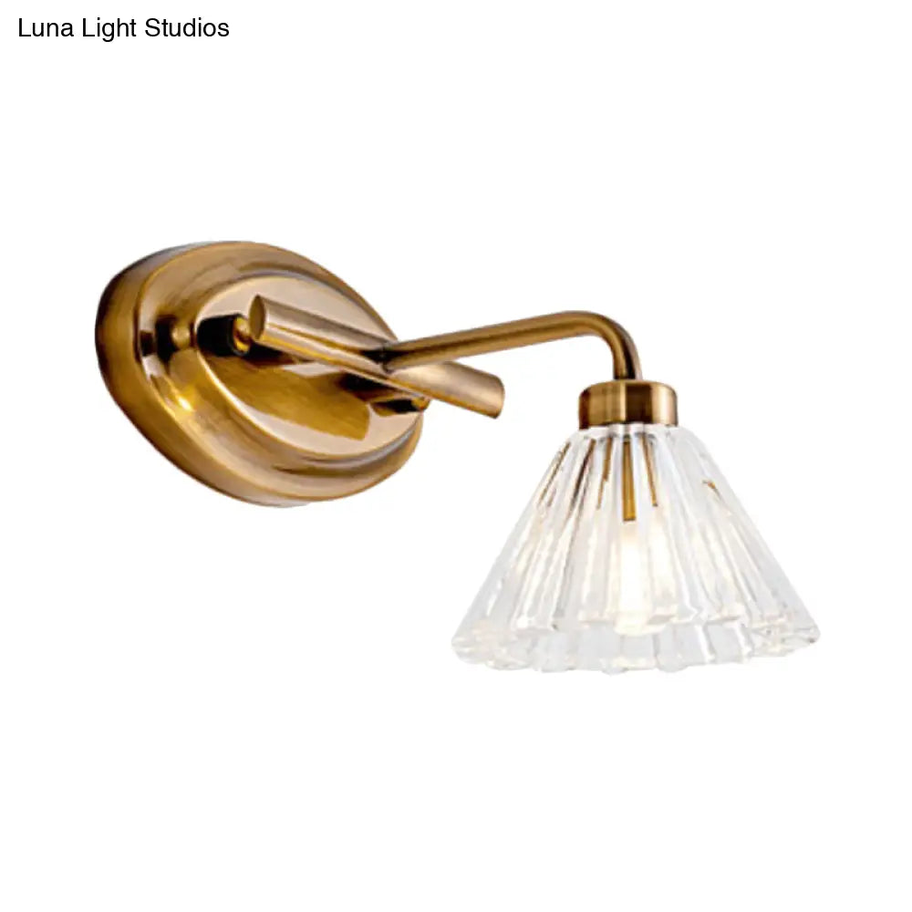 Bathroom Wall Sconce Cone Glass Brass Finish