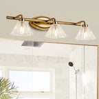 Bathroom Wall Sconce Cone Glass Brass Finish