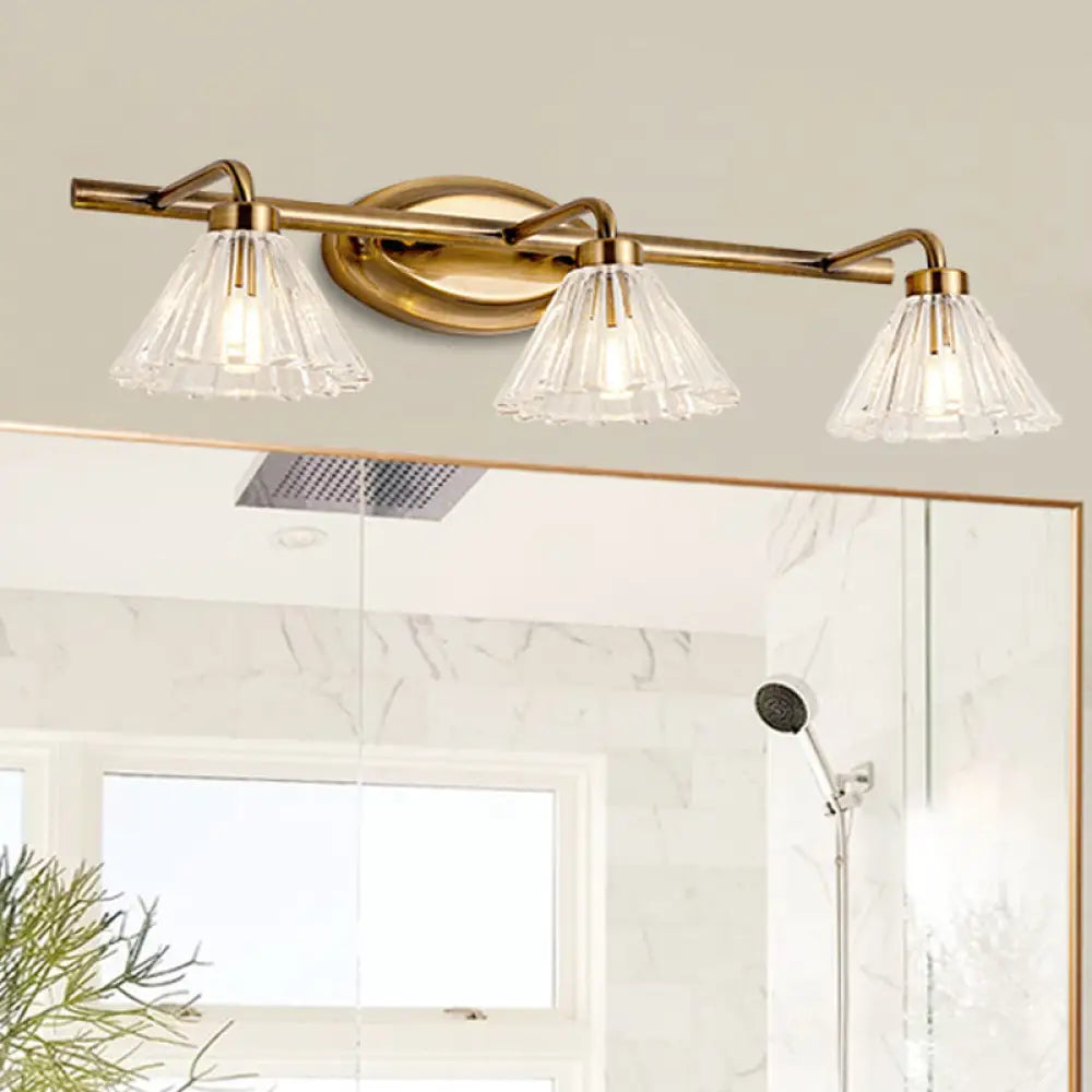 Bathroom Wall Sconce Cone Glass Brass Finish