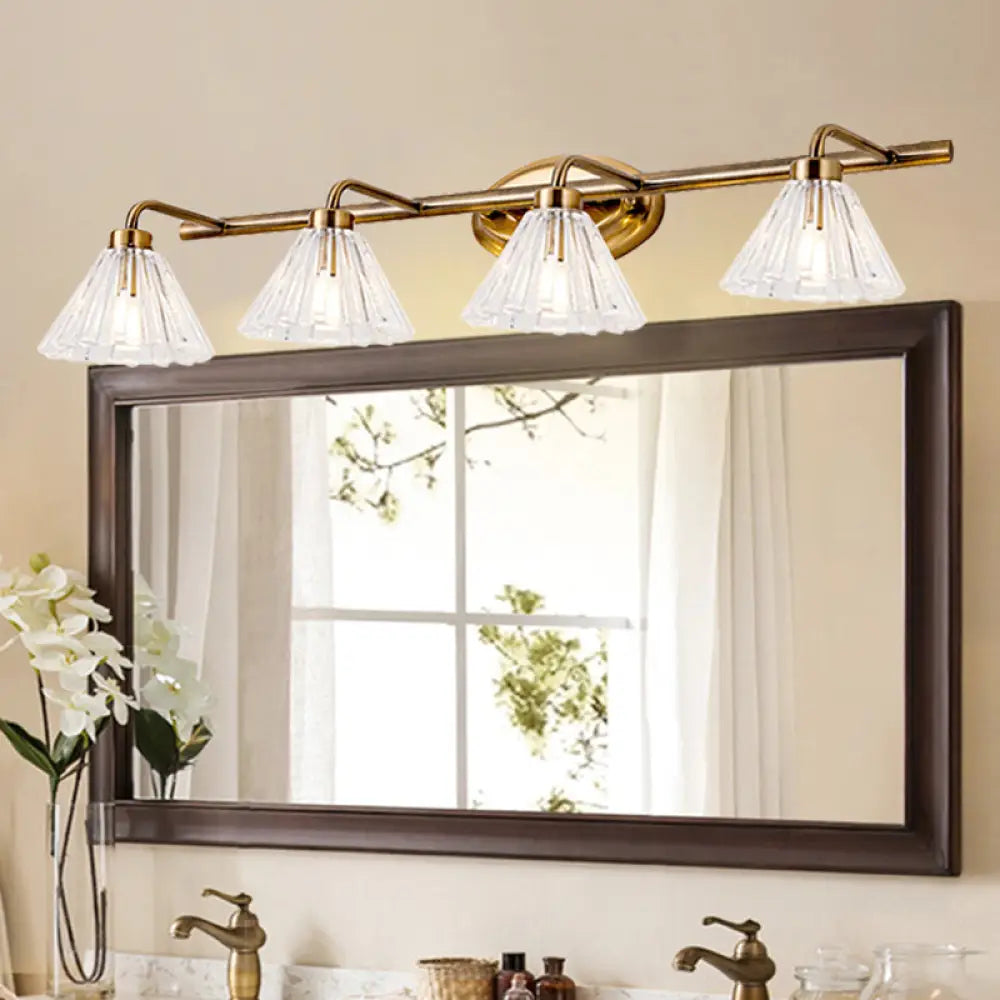 Bathroom Wall Sconce Cone Glass Brass Finish