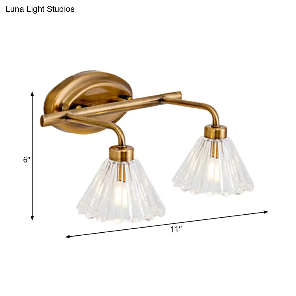 Bathroom Wall Sconce Cone Glass Brass Finish