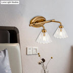 Bathroom Wall Sconce Cone Glass Brass Finish
