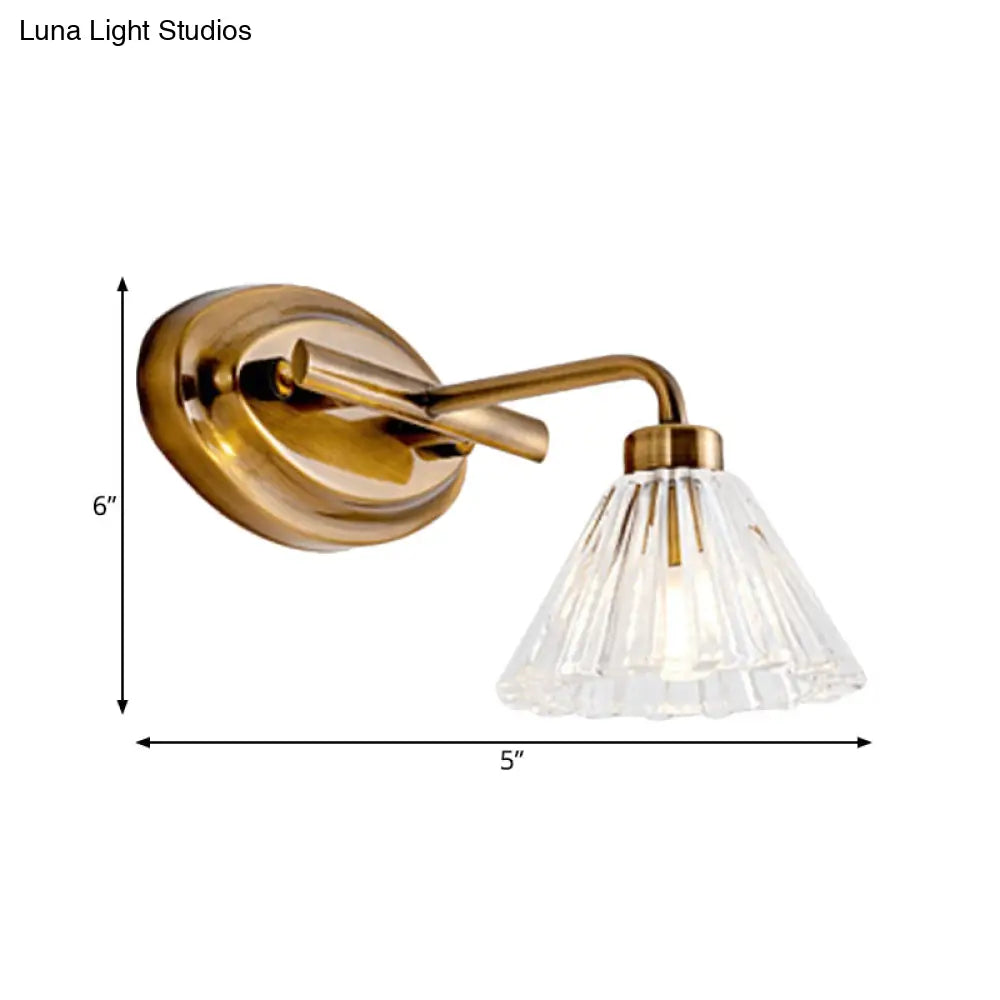 Bathroom Wall Sconce Cone Glass Brass Finish