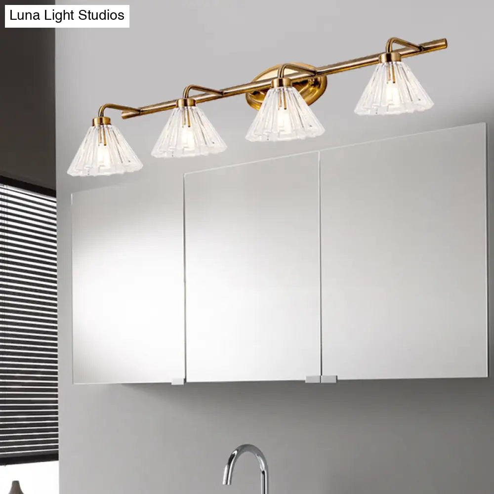 Bathroom Wall Sconce Cone Glass Brass Finish