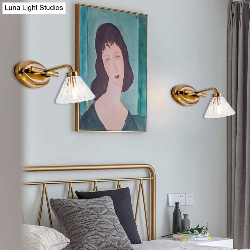 Bathroom Wall Sconce Cone Glass Brass Finish