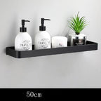 Bathroom Wall Shelf Black Aluminum Optional Hooks & Towel Rod