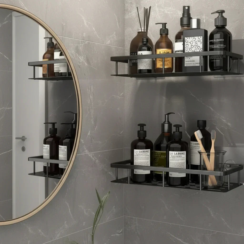 Bathroom Wall Shelf Drill-Free Adhesive Stainless Steel