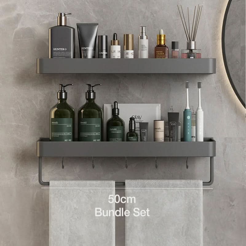 Bathroom Wall Shelf Integrated Towel Bar Moisture-Resistant