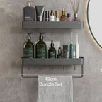 Bathroom Wall Shelf Integrated Towel Bar Moisture-Resistant