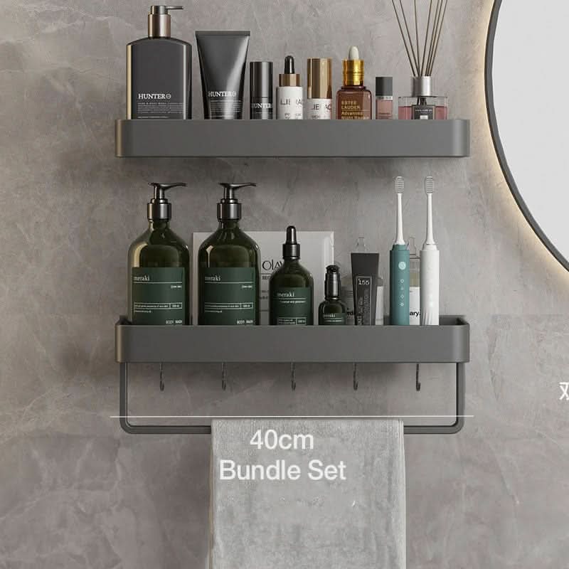 Bathroom Wall Shelf Integrated Towel Bar Moisture-Resistant