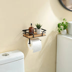 Bathroom Wall Shelf Metal Frame & Toilet Paper Holder