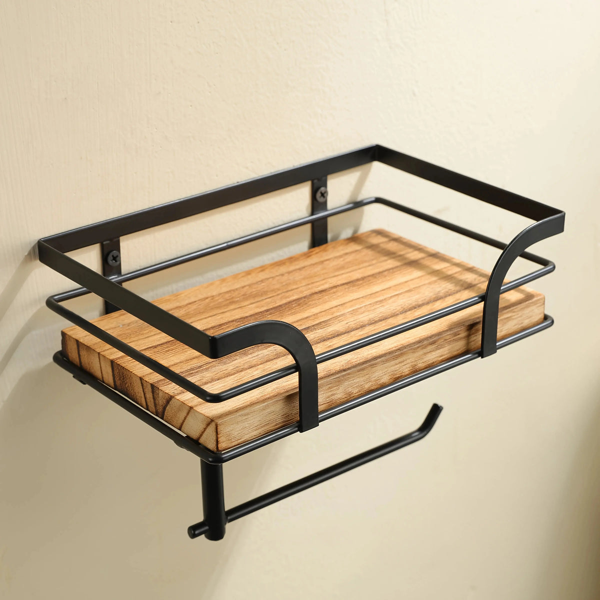 Bathroom Wall Shelf Metal Frame & Toilet Paper Holder