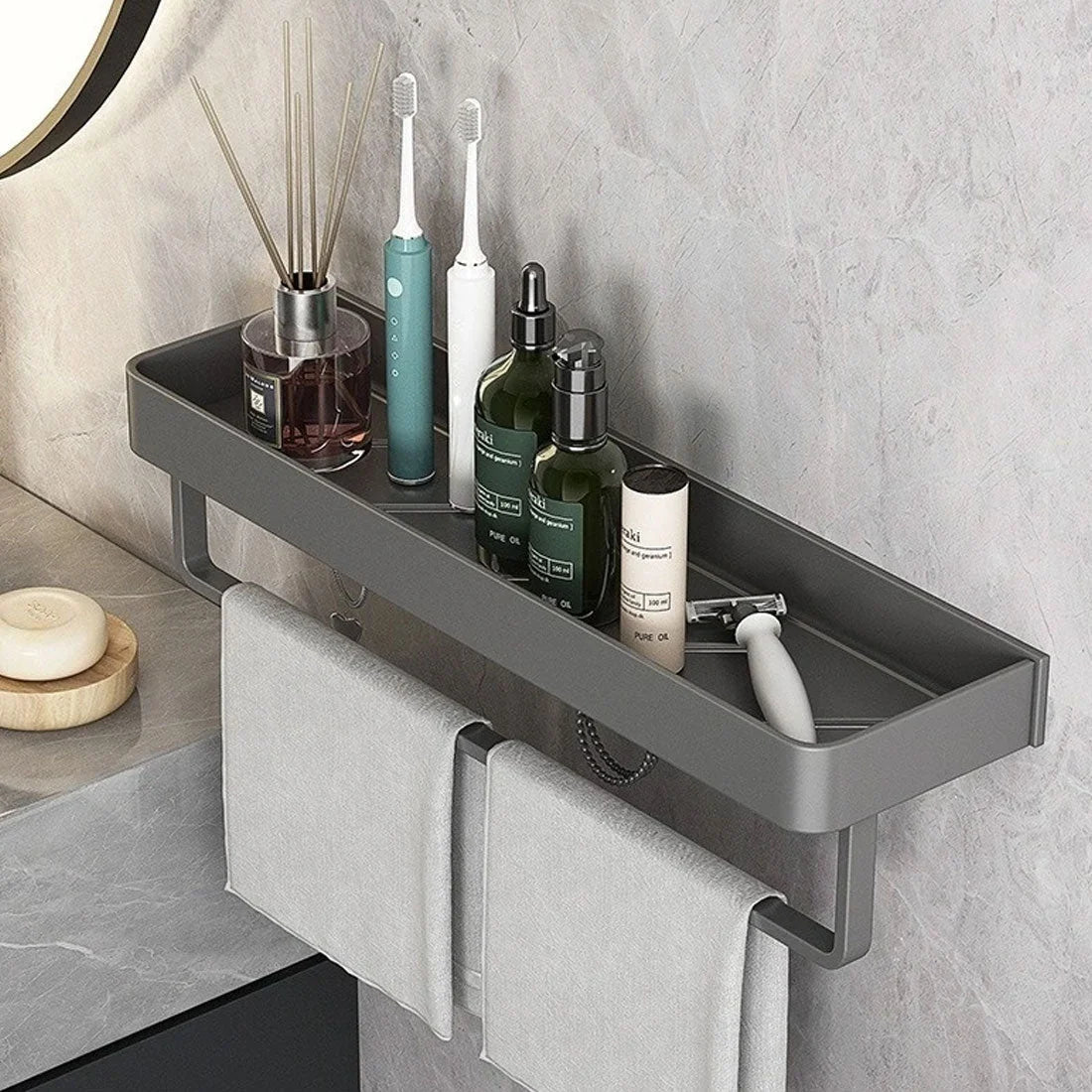 Bathroom Wall Shelf Metal Wall-Mounted Space-Saving