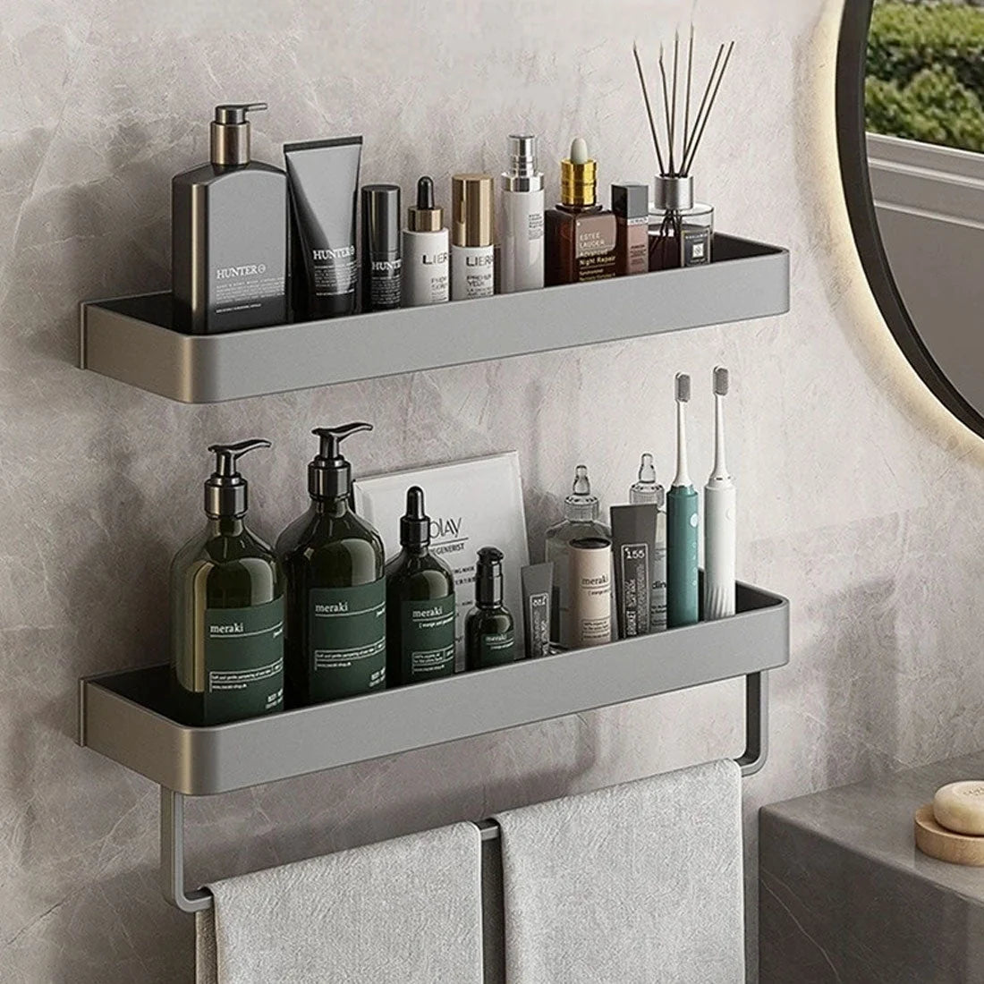 Bathroom Wall Shelf Metal Wall-Mounted Space-Saving