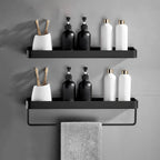 Bathroom Wall Shelf Moisture-Resistant Matte Black Aluminum