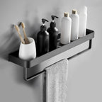 Bathroom Wall Shelf Moisture-Resistant Matte Black Aluminum