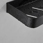 Bathroom Wall Shelf Moisture-Resistant Matte Black Aluminum