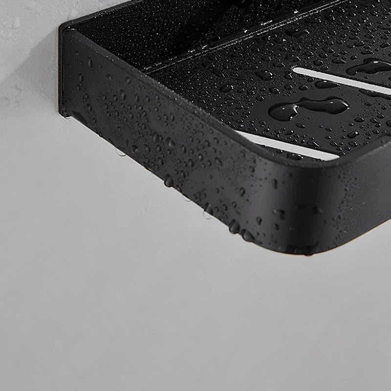 Bathroom Wall Shelf Moisture-Resistant Matte Black Aluminum