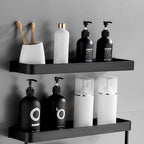 Bathroom Wall Shelf Moisture-Resistant Matte Black Aluminum