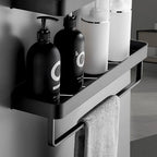 Bathroom Wall Shelf Moisture-Resistant Matte Black Aluminum