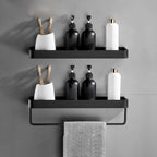 Bathroom Wall Shelf Moisture-Resistant Matte Black Aluminum