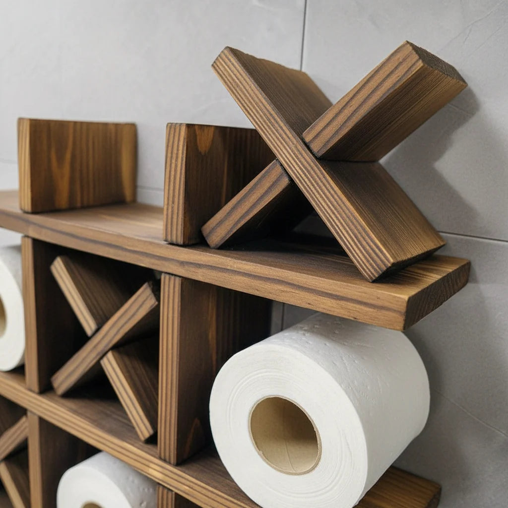 Bathroom Wall Shelf Solid Pine Cross Compartments