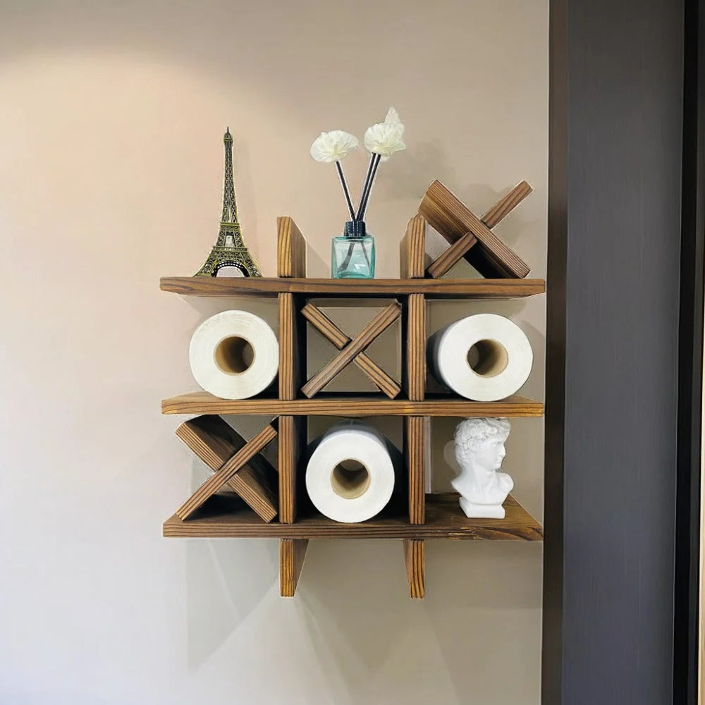 Bathroom Wall Shelf Solid Pine Cross Compartments