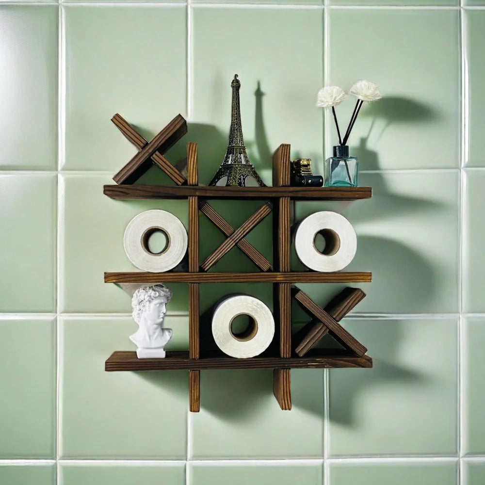 Bathroom Wall Shelf Solid Pine Cross Compartments