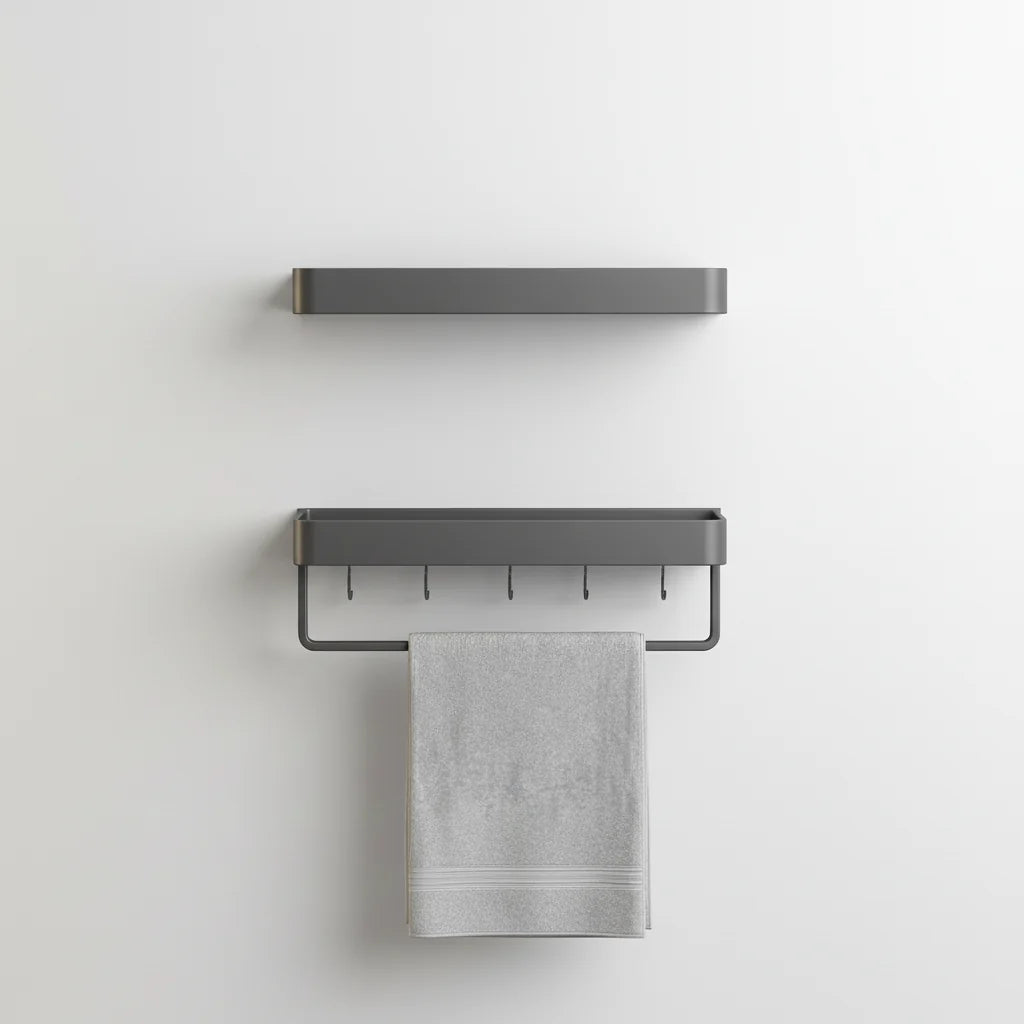 Bathroom Wall Shelf Space-Saving With Towel Bar