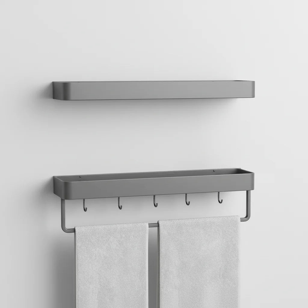 Bathroom Wall Shelf Space-Saving With Towel Bar