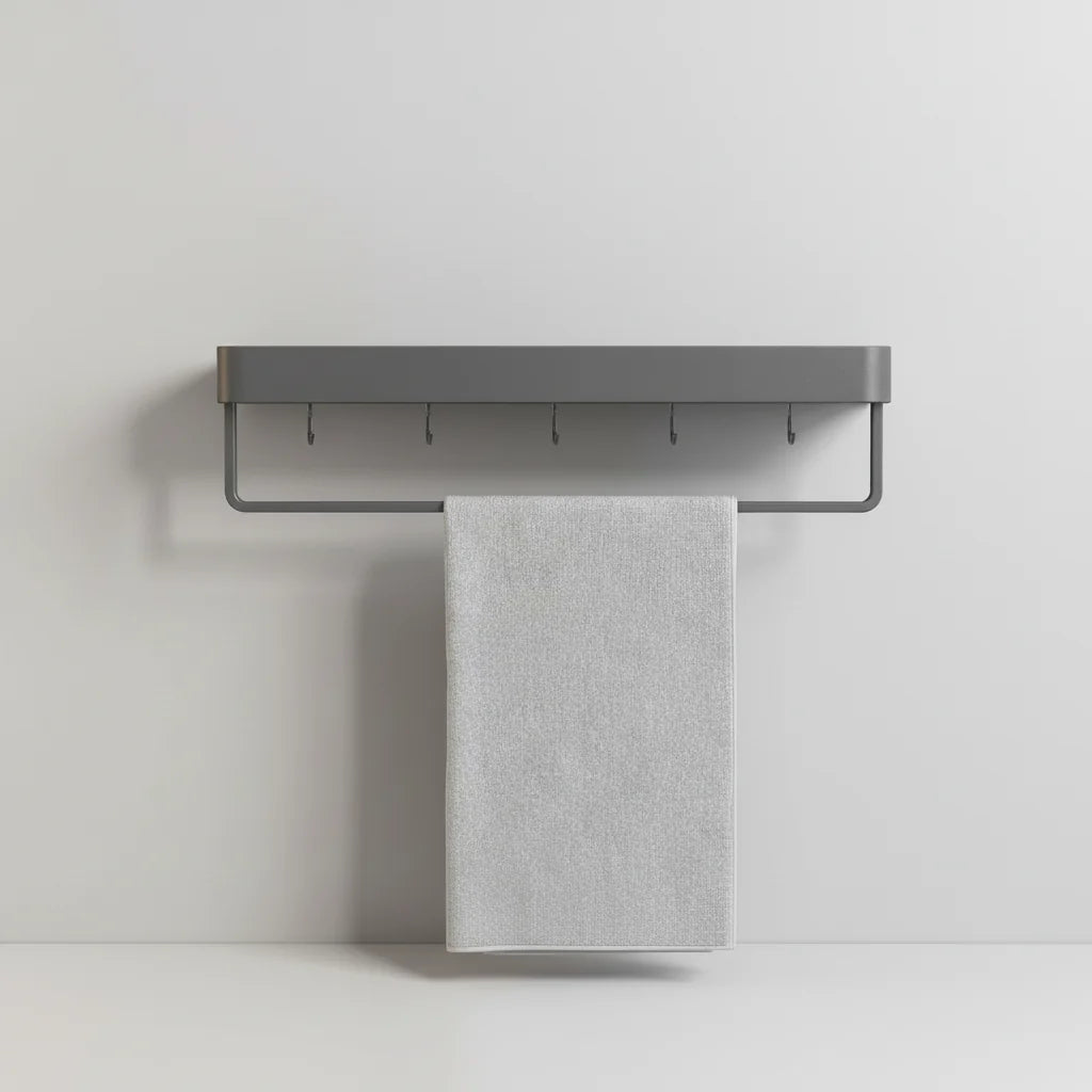 Bathroom Wall Shelf Space-Saving With Towel Bar