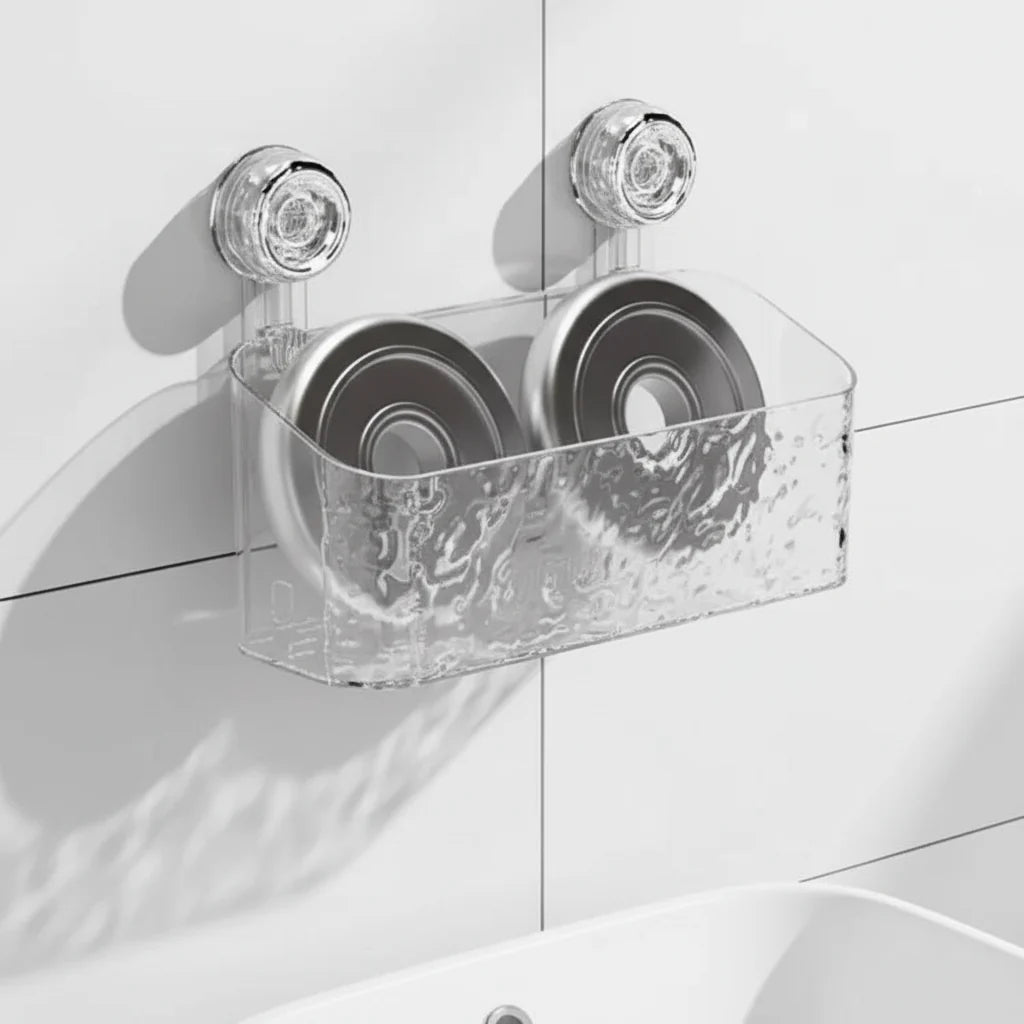 Bathroom Wall Shelf Suction Cup Mount No Drilling