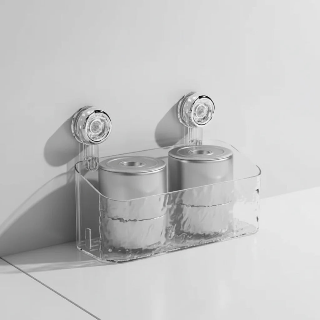 Bathroom Wall Shelf Suction Cup Mount No Drilling