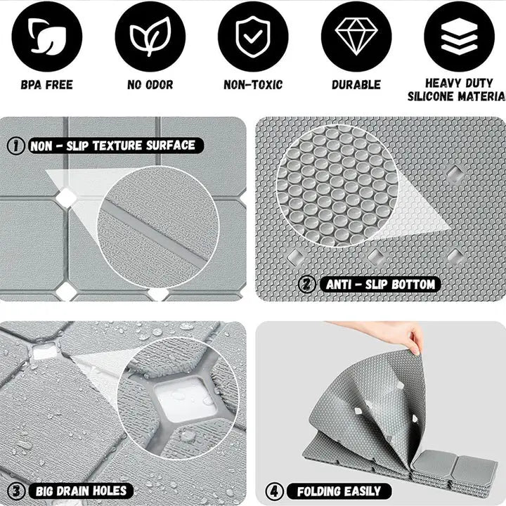 Bathtub Mat Non-Slip Silicone Suction Cups & Drain Holes