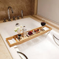 Bathtub Organizer Tray Bamboo Slatted Drainage Ergonomic Handles