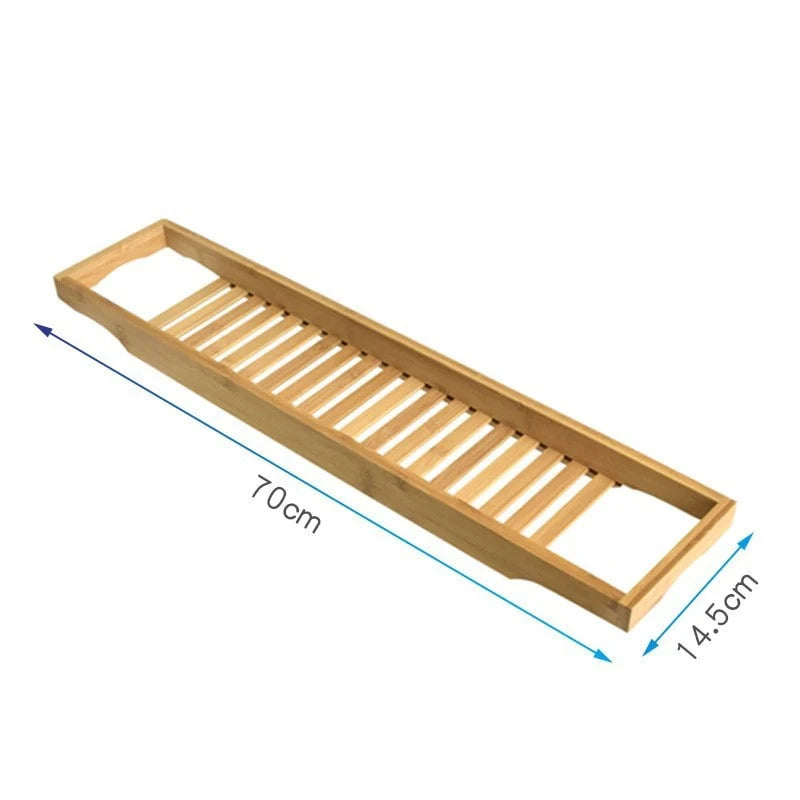 Bathtub Organizer Tray Bamboo Slatted Drainage Ergonomic Handles