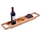 Bathtub Organizer Tray Bamboo Slatted Drainage Ergonomic Handles