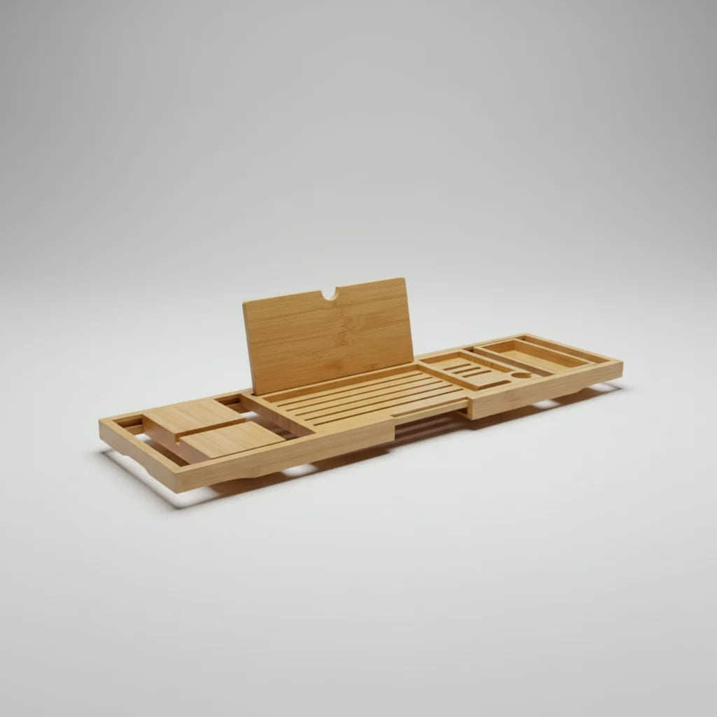 Bathtub Tray Bamboo Adjustable Up To 34 Inches Non-Slip