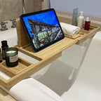 Bathtub Tray Bamboo Adjustable Up To 34 Inches Non-Slip