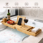 Bathtub Tray Expandable Bamboo Tablet & Drink Slots