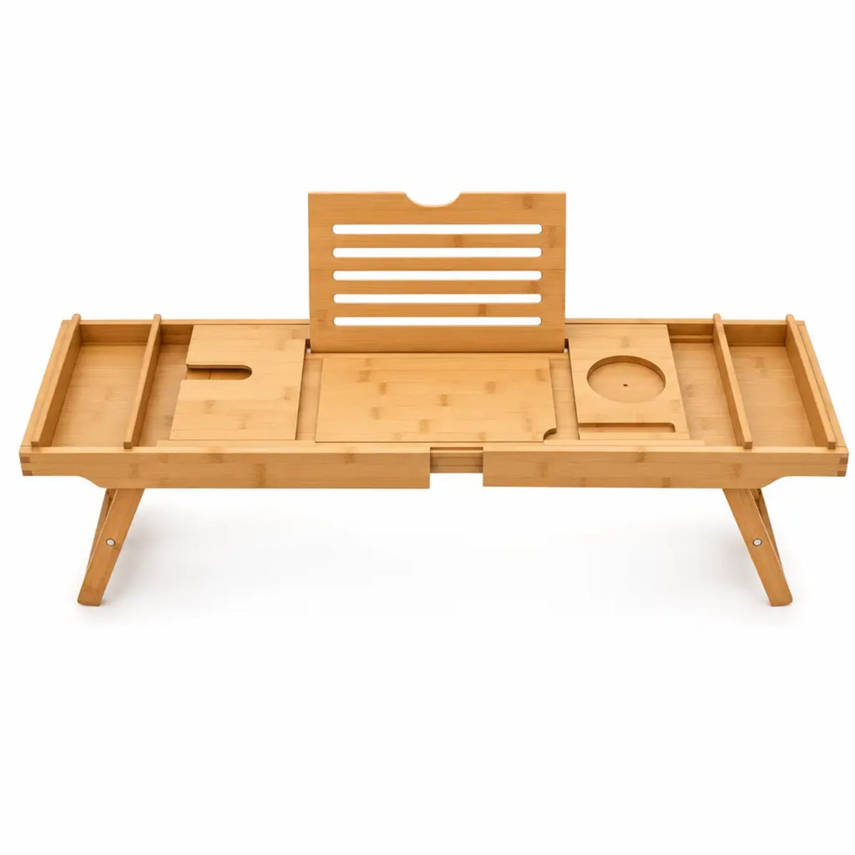 Bathtub Tray Expandable Bamboo Tablet & Drink Slots