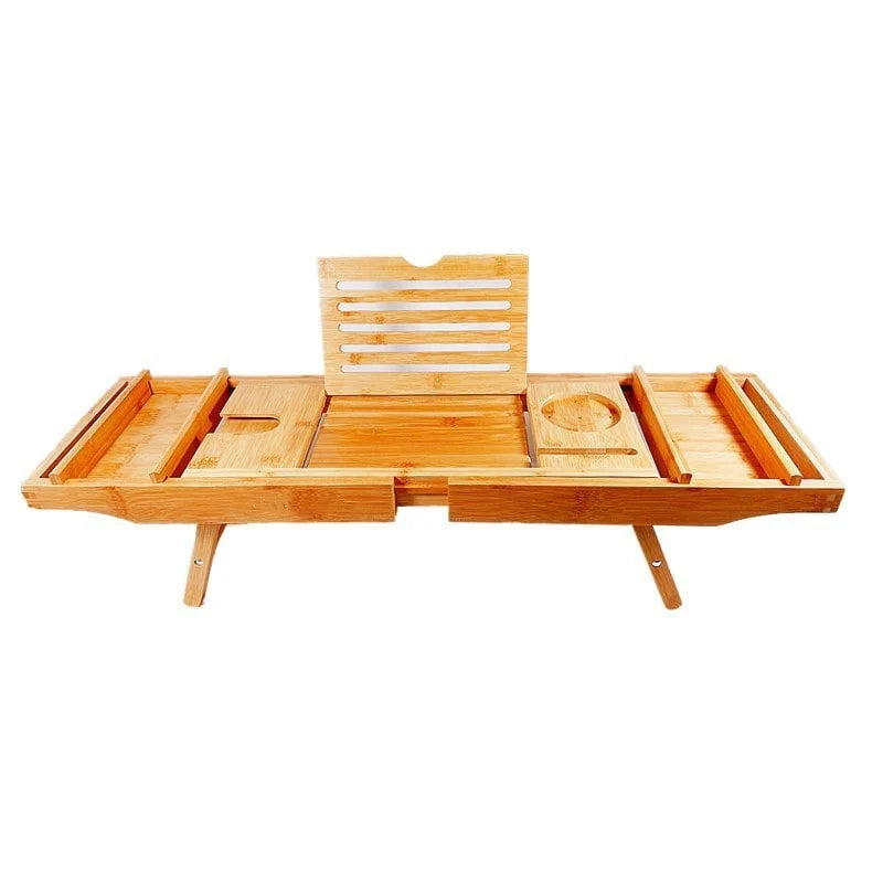 Bathtub Tray Expandable Bamboo Wine Glass & Smartphone Slots