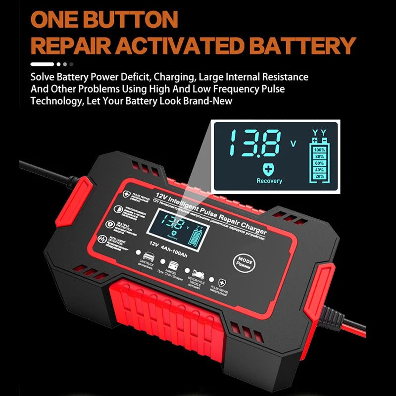 Battery Charger 12V 6A Pulse Repair LCD