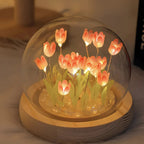 Battery-Powered Glass Dome Tulip Lamp