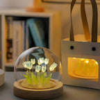 Battery-Powered Glass Dome Tulip Lamp