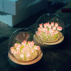Battery-Powered Glass Dome Tulip Lamp