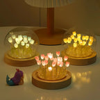 Battery-Powered Glass Dome Tulip Lamp