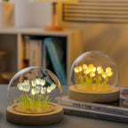 Battery-Powered Glass Dome Tulip Lamp