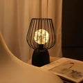 Battery-Powered Iron Open Cage Table Lamp (E27 Compatible)
